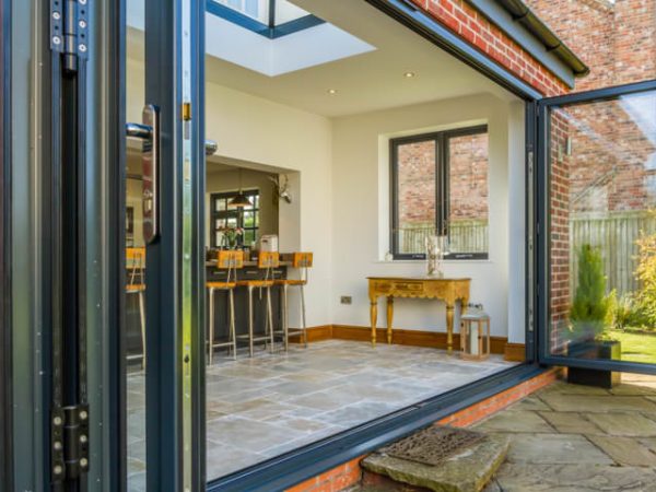 black aluminium bifolding doors