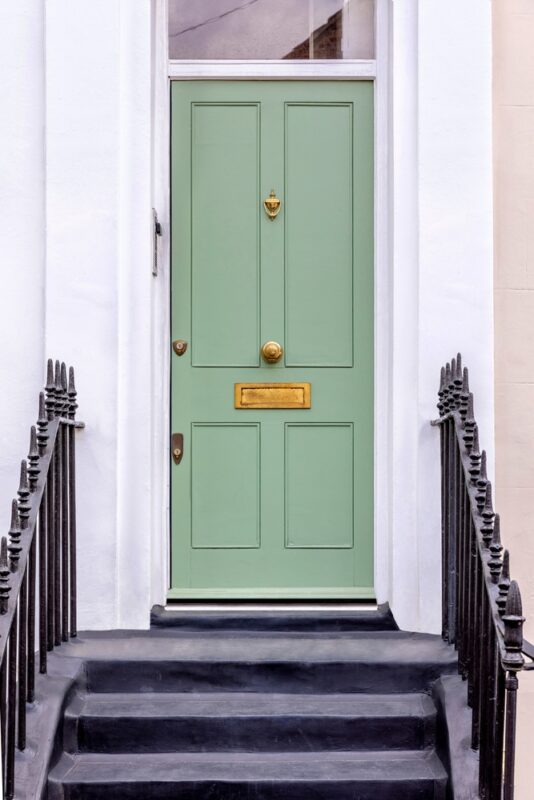 sage green doors