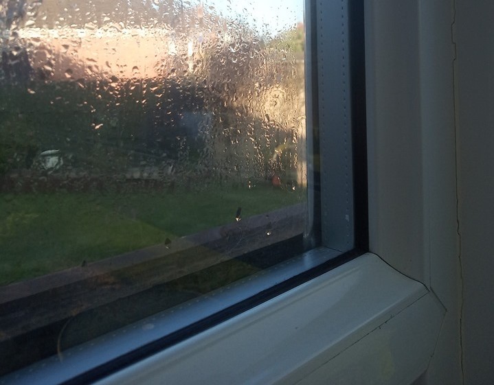 Condensation between panes of glass